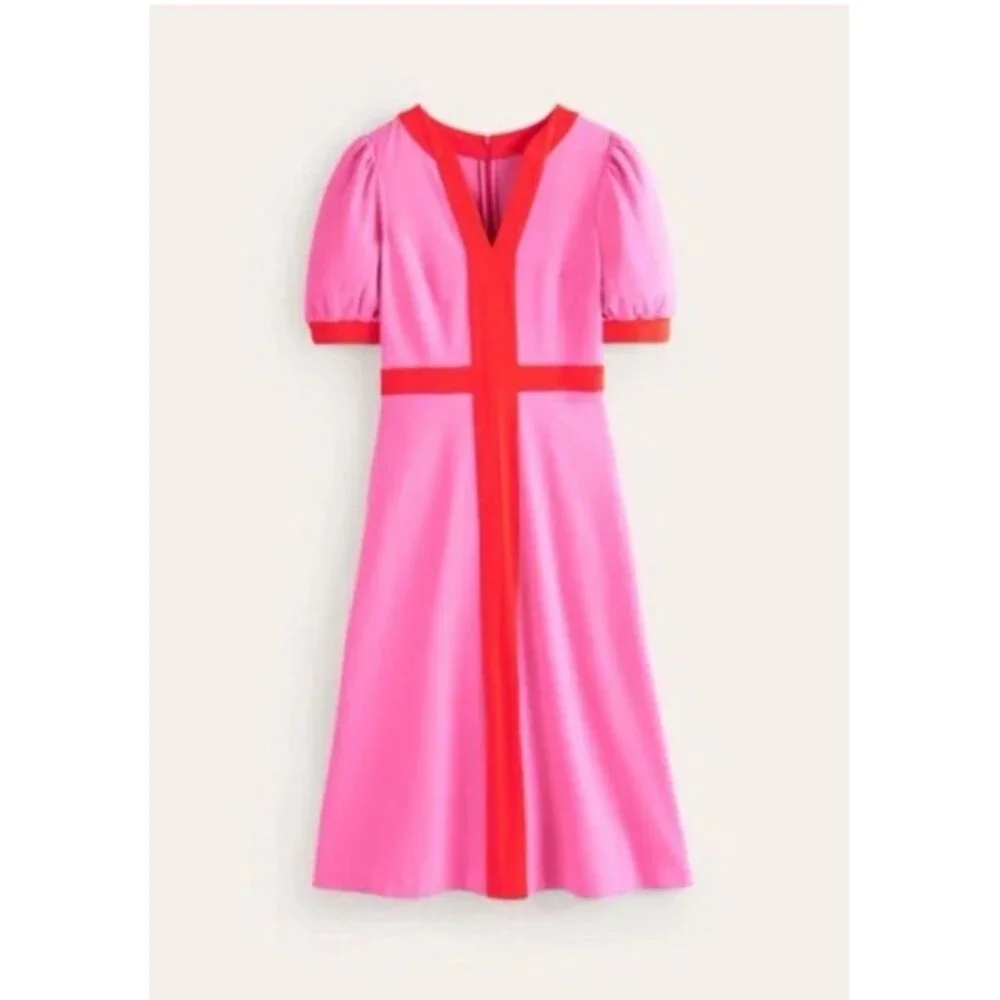 BODEN Petra Ponte Dress Sangria Sunset Color Block Sz 2 NEW Pink Midi - Picture 10 of 10